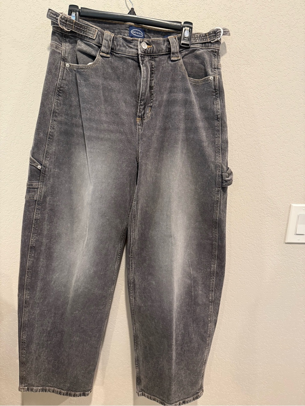 Scoop Women’s Washed Black High Rise Barrel Carpenter Jeans